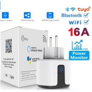 Tuya EU Smart Plug,16A/20A WIFI Smart Socket,With Power Monitoring,Remote Control,Support Alexa Google Home Yandex Voice Control