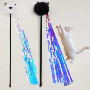 Cat Teaser Stick Plush Toy Kitten Fishing Rotating Self-pleasure Relief Pet Toy Interactive Bite-resistant Cat Toy Supplies