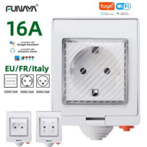 Tuya WIFI Outdoor Smart Socket EU FR Itlay 16A 4000W IP55 Remote Waterproof Electrical Socket Garden