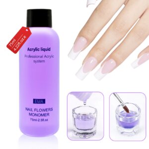 EMA Nail Acrylic Liquid Monomer Crystal 40ml/75ml/120ml for Nail Art Acrylic Powder Extension Professional Manicure