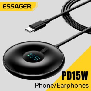 Essager 15W Magnetic Wireless Charger for iPhone 15 Qi Wireless Fast Charging Pad for iPhone 14 13 12pro Digital Display Charger