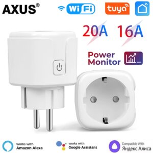 Tuay Smart Socket EU16A/20A Wifi Smart Plug With Power Monitoring Smart Life APP Remote Control Support Google Assistant Alexa