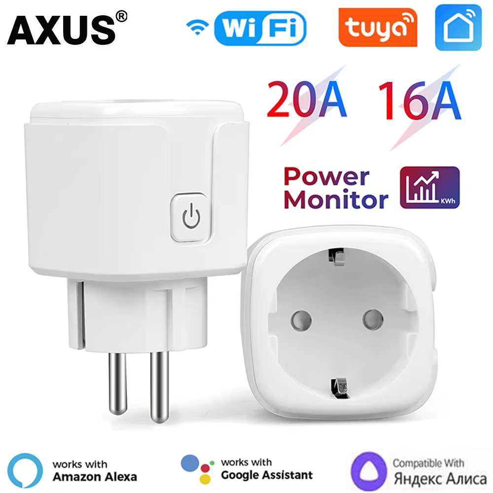 Tuay Smart Socket EU16A/20A Wifi Smart Plug With Power Monitoring Smart Life APP Remote Control Support Google Assistant Alexa
