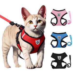 Cat Leash and Harness Cat Tent Kitten Harness Strap for Cats Neck Belt Anti Escape Pets Vest Harness Dog Neck Belt MBD01