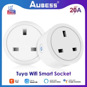 Smart Plug UK 20A WIFI Timing Socket Smart Home Power Outlet Power Monitor Tuya Smart Life App Work with Aleax Google Home