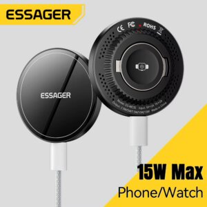 Essager 15W Magnetic Wireless Charger Fast Charging Stand Phone Charger For iPhone 16 15 14 13 Samsung Xiaomi Huawei iWatch