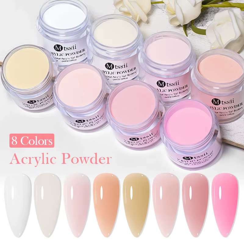 MTSSII 10g Acrylic Powder Clear Nude White Pink Acrylic Nail Professional Polymer for French Nail Extension No Need Lamp Cure