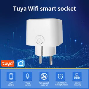 Tuya WiFi 16A Smart Plug EU Socket Power Monitoring Timing Function Smart Life Control Smart Wi fi Outlets Support Alexa Google