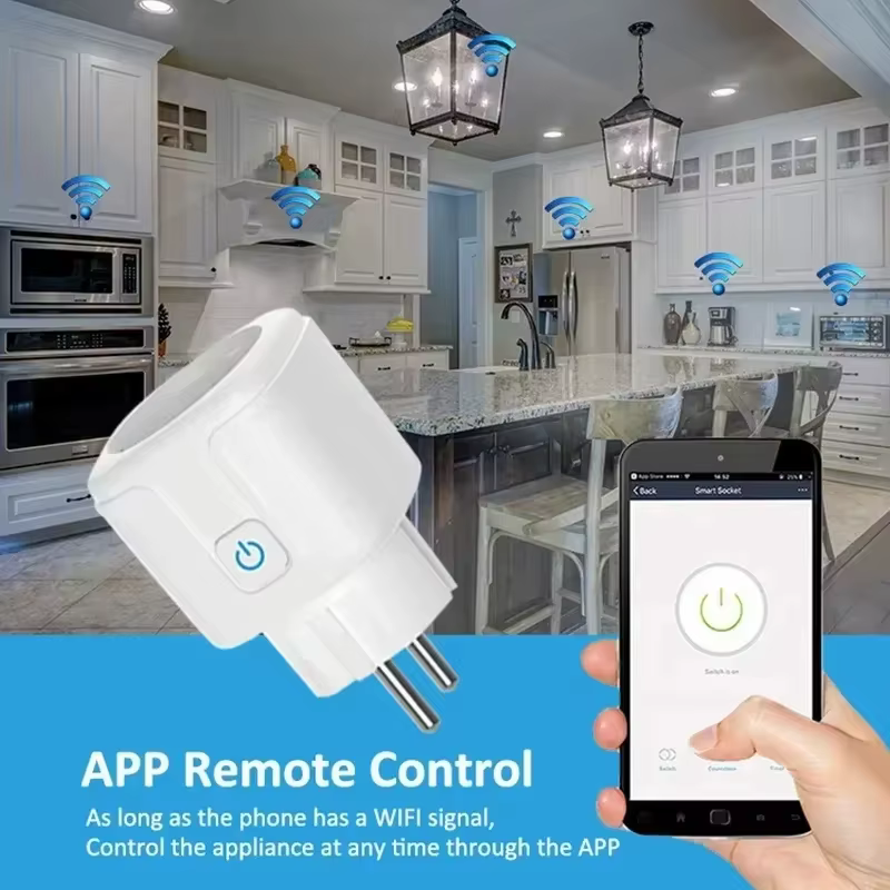 Tuya WiFi Smart Plug 16A/20A EU Smart Socket With Power Monitoring Timing Function Smart Life APP Voice Control Via Alexa Google