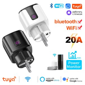 Tuya Smart Life WiFi 20A EU Plug With Power Monitoring Socket Timer Outlet Child Lock Google Home Alice SmartThings Alexa