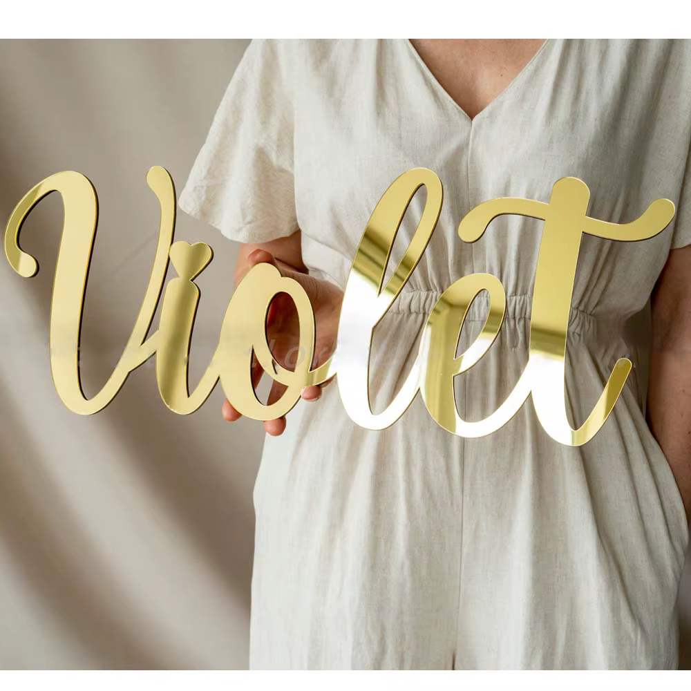 Custom Baby Name Sign Personalized Acrylic mirror Baby Shower Name Sign Nursery Decor Wedding Party Plaque Store Sign Gift