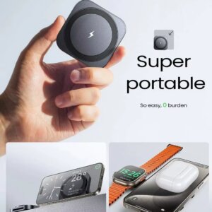 LISEN Universal 2 in 1 Charging Station Devices Wireless Charger Pad Travel Mini Wireless Charger for iPhone 16 Samsung