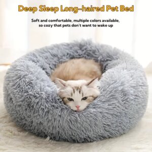 New Luxurious Plush Doughnut Pet Bed, with All-season Thick Polyester Filling, Large-sized Cat Bed and Dog Bed, Medium-sized