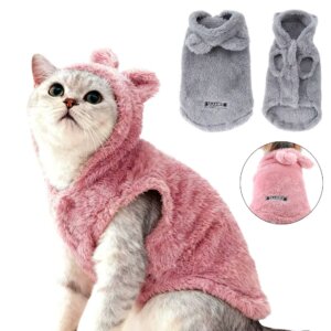 Hoodie Pet Cat Sweater For Small Medium Cats Dogs Winter Warm Soft Fleece Kitten Jacket Chihuahua Pug Clothing Sphynx Jacket