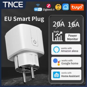 Tuya WIFI Smart Socket EU 16A/20A Wifi/Zigbee3.0 Smart Plug With Power Monitoring Smart HomeVoice Control Support Alexa