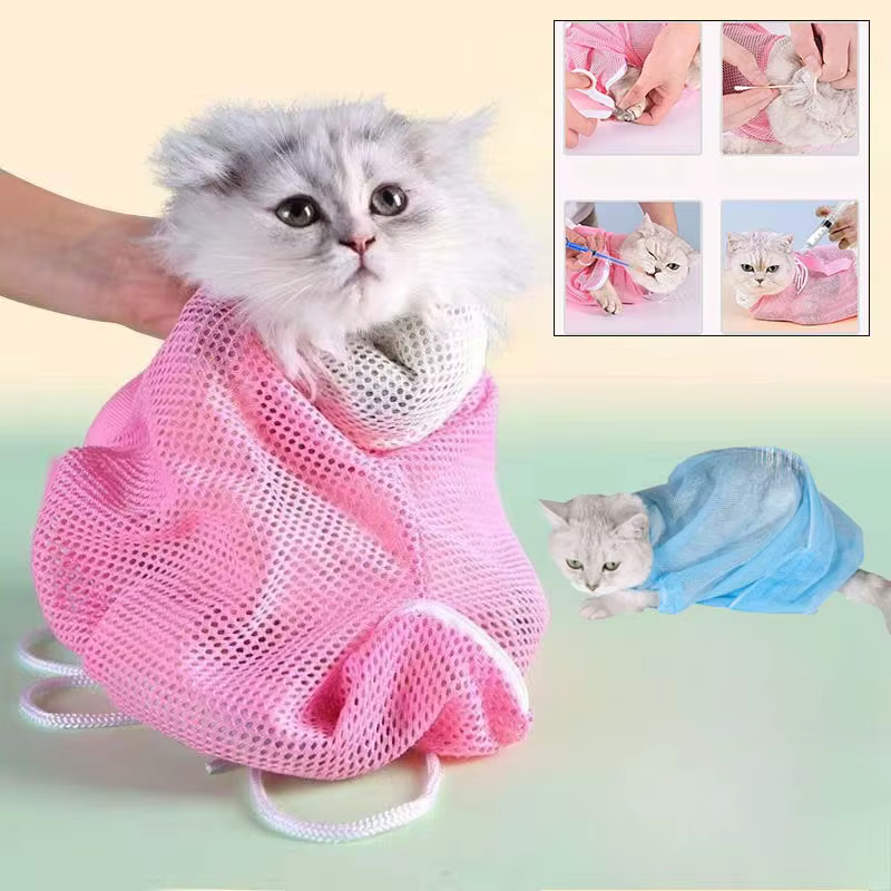Mesh Cat Grooming Bath Bag Kitten Washing Bag for Pet Cutting Fingernails Anti Scratch Bite Restraint Cat Accessories