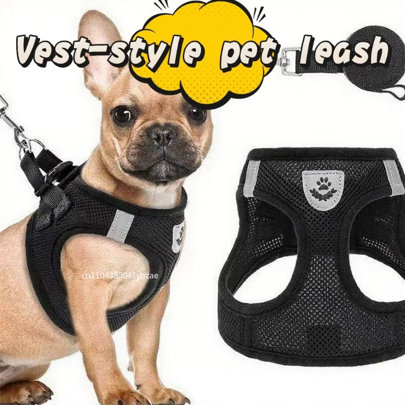 Cat Harness Vest Walking Lead Leash for Puppy Dogs Collar Polyester Adjustable Mesh Dog Harness for Small Medium Pet Accessories