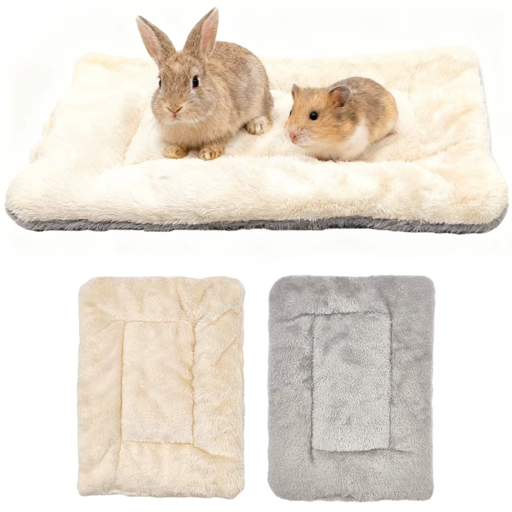 1 PC Warm Winter Reversible Plush Hamster Pad Ultra Soft Guinea Sleeping Mat Pet Bed Mat for Small Animals Kitty Rabbit Squirrel