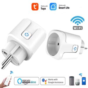 Tuya Smart Wifi Plug 20A Remote Control Smart Socket Outlet EU Power Monitor Timer Function Works with Alexa Google Home