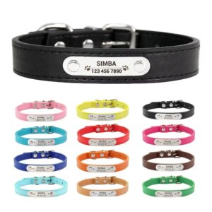 Carved Name ID Anti-Lost Solid PU Pet Collar - Personalized Pet Collar for Small/Medium/Large Dogs, Puppies & Cats, Pet Supplies
