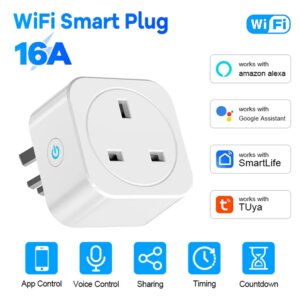 16A 20A WiFi Socket Tuya UK Smart Plug Power Monitoring Remote Control Timer Works With Alexa Google Assistant Voice Control