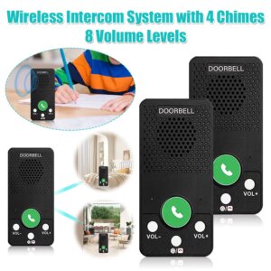 Intercoms Wireless with 4 Chimes 8 Volume Levels Hands-Free Wireless Intercom System for House Home Factory Office