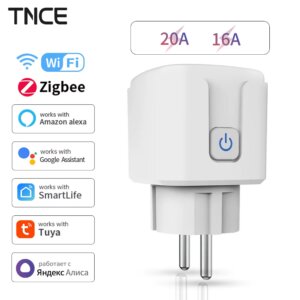 TNCE Tuya WiFi/Zigbee 16A/20A EU Plug With Power Monitor Smart Home Plug Remote Control Timer Support Voice Google Home Alexa