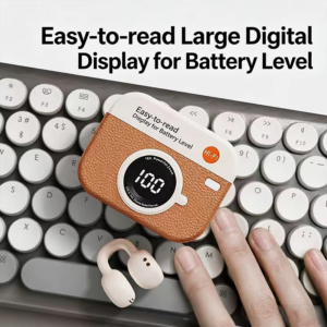Open Ear Wireless Earbuds, In-ear Style, Retro Camera Design Digital Battery Display HiFi Bluetooth Headphones for Xiaomi iPhone