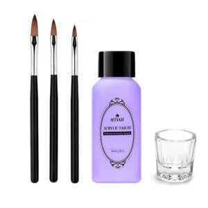 3/5pcs Crystal Liquid Tool Set 40ml Acrylic Liquid Monomer Set With Nail Carving Brushes Glass Cup For Acrylic Nail Extension