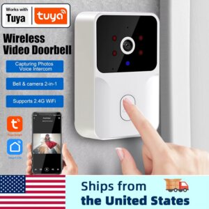 Tuya Smart Video Doorbell Camera 480PHD Wireless doorbell for Home Security, Night Vision, Voice Change, 2-Way Audio, Waterproof