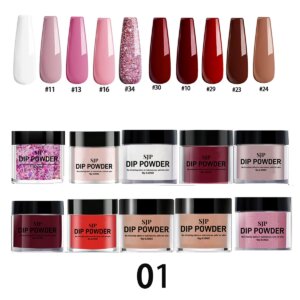 1set 10pcs nail dipping powder set with colorful long-lasting acrylic powder suitable for home nail art creation salon DIY