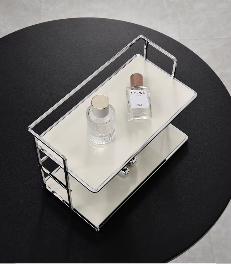 1Pc Double-Layer Desktop Storage Rack, Multifunctional Acrylic Kitchen Organizer, Cup Holder, Water Cup and Coffee Cup Storage Rack, Suitable for Living Room, Kitchen, Bedroom, Cosmetics, Perfume, Etc
