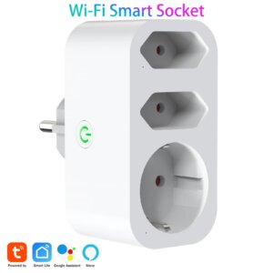 Smart Plug WiFi Socket 16A EU Power Outlet With Power Monitor Timing Function Voice Control Works With Alexa Google Home