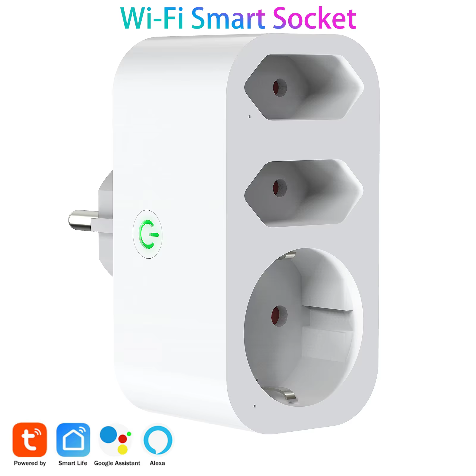Smart Plug WiFi Socket 16A EU Power Outlet With Power Monitor Timing Function Voice Control Works With Alexa Google Home