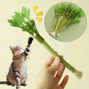 2pcs Interactive Cat Chew Toy Natural Silver Vine Stick Squeaky Celery Kitten Game Toy Bite-resistant Teeth Cleaning Cat Toy