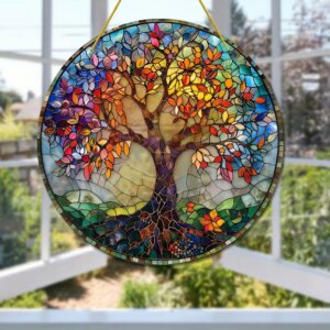 Tree of Life Suncatcher Acrylic Hanging Signr Window Hanging Panels For Wall Indoor Decoration Suncatcher For Women Grandma