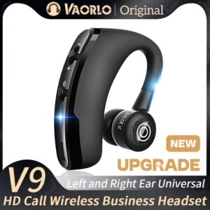 Experience Crystal-Clear HD Calls & Immersive Stereo Audio: VAORLO V9 Hands-Free Bluetooth Headset for Car, Sport & Business.
