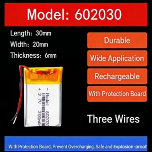 3.7V 300mAh 602030 Lithium Battery Lithium Polymer Batteries for Wireless Bluetooth Headset Toy Smart Watch