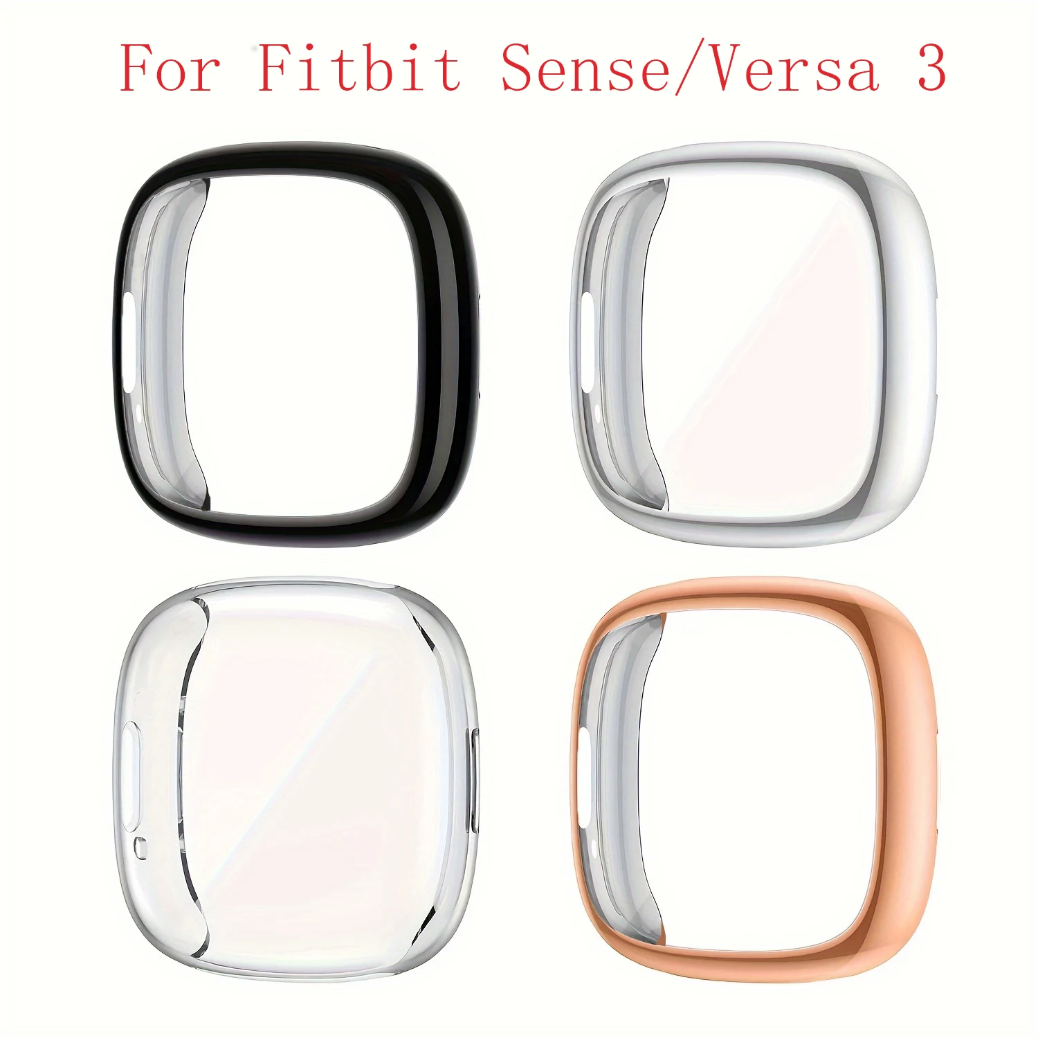 2Pcs Screen Protector Case For Fitbit Sense/Versa 3, Soft TPU Screen Protector For Fitbit Versa 3/Sense Protective Cover Shell.