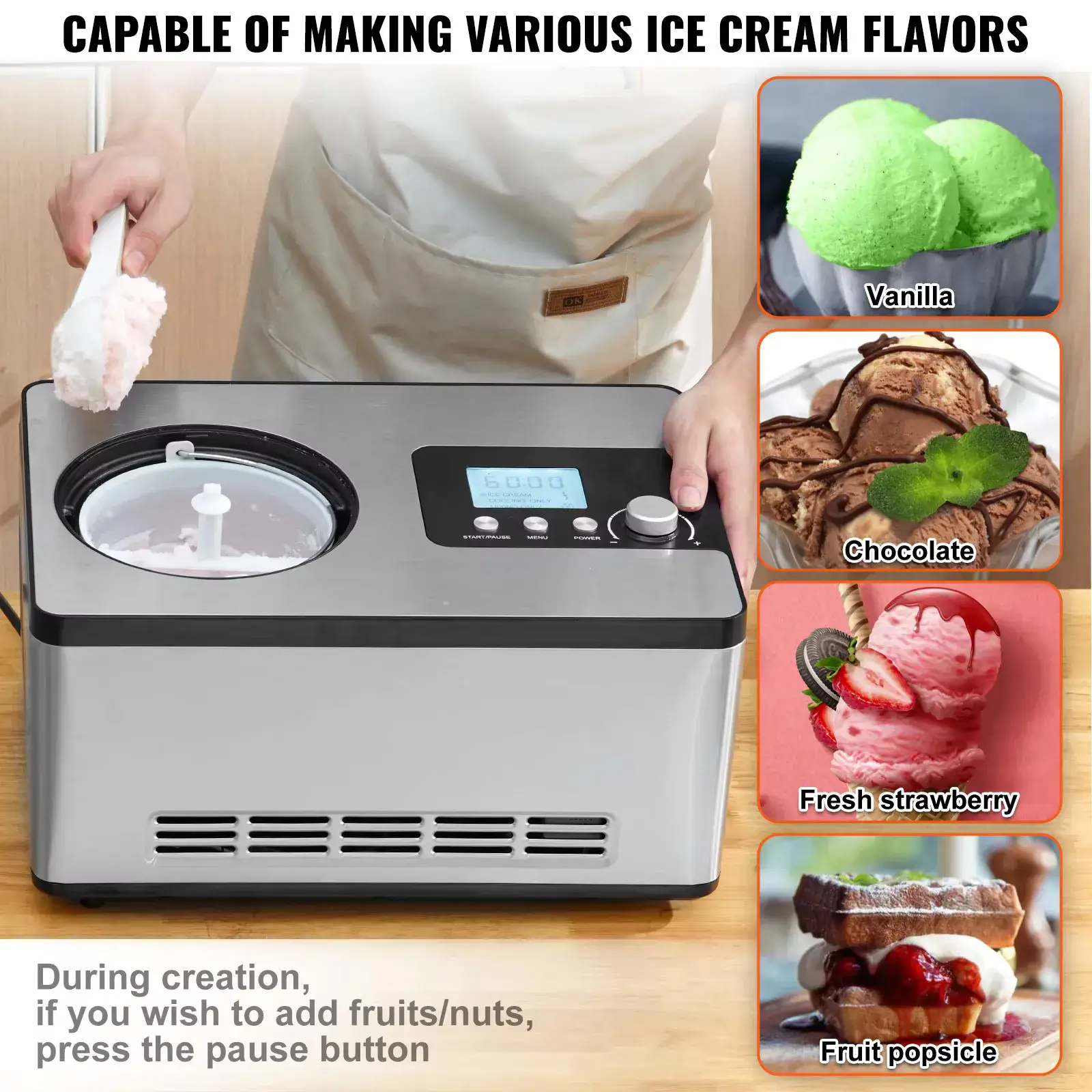 Enjoy Fresh Homemade Treats Anytime with the SucceBuy Automatic Ice Cream Maker