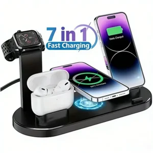 30W 7 in 1 Wireless Charger Stand Pad For iPhone 17- 11 XR Apple Watch Airpods Pro iWatch 8 7 6 Fast Charging Dock Station