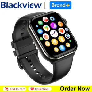 Blackview R60 Bluetooth Call Smartwatch 1.96'' AMOLED HD Screen Blood Oxygen Heart Rate Monitor Fitness Tracker for Men Women