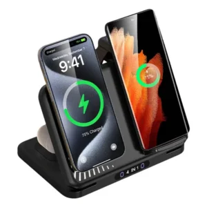 4 in 1 Dual Phone Wireless Charger Stand Magnetic Fast Charging For iPhone 17~12 Samsung S25 Xiaomi Airpods Pro Apple Watch 11~2