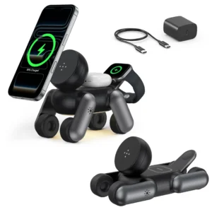 3-in-1 Magnetic Wireless Charger Portable MagSafe Robot Dog Holder Multi-Function Fast Charging Station for Phone Watch Earbuds
