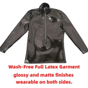 Sexy Men PVC Glossy Shiny Long Sleeve T-shirt Double Sided PU Club Dance Top Smooth Elastic Stage Wear Elastic Slim Tights