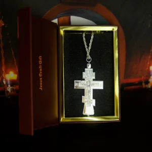 New Orthodox Cross Necklace Pendant 3D Holy Crucifix Jesus Engraved Gold Silver Large Religious Jewelry Chain Men Prayer Gift