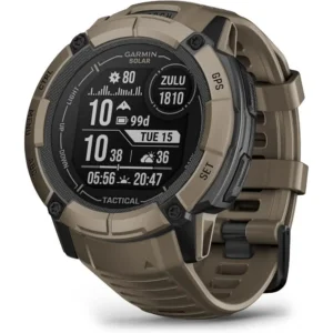 Instinct 2X r - Tactical Edition, Red GPS Smartwatch, Built-in lashlight, Ballistics Calculator, r Charging ability, Coyote Tan