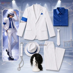 Michael Military Jackson Beat It Smooth Criminal Billie Jean Cosplay White Black Jacket Uniform Cosplay Costume Party Halloween