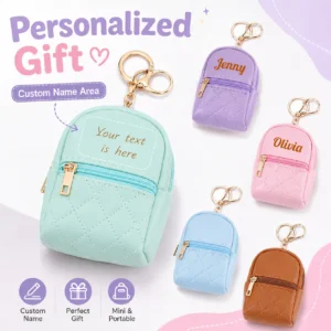 Custom Text Keychain Mini Coin Purse Customized Name Key Chain Laser Engraving Portable Gift Personalized Name Storage Bag
