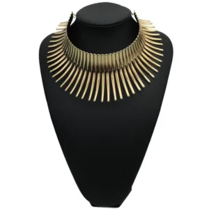 ABQR Women's Big African Necklace Indian Style Bending Alloy Big Thorn Statement Collar Choker Gold